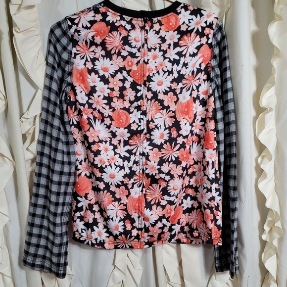 McQ Alexander McQueen Floral Plaid Hybrid Top Shirt 40 or US 4 Wool Viscose - Picture 7 of 11